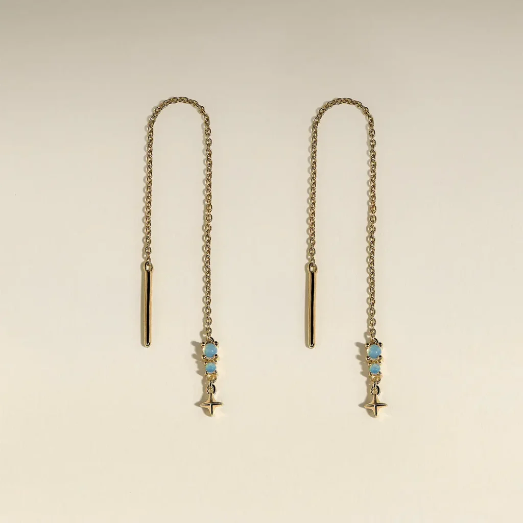Cosmic Opal Thread Earrings in Gold