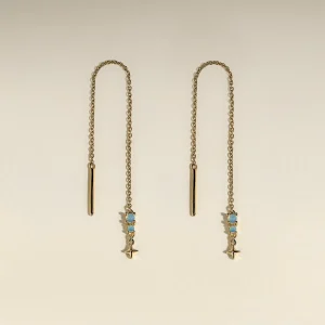 Cosmic Opal Thread Earrings in Gold
